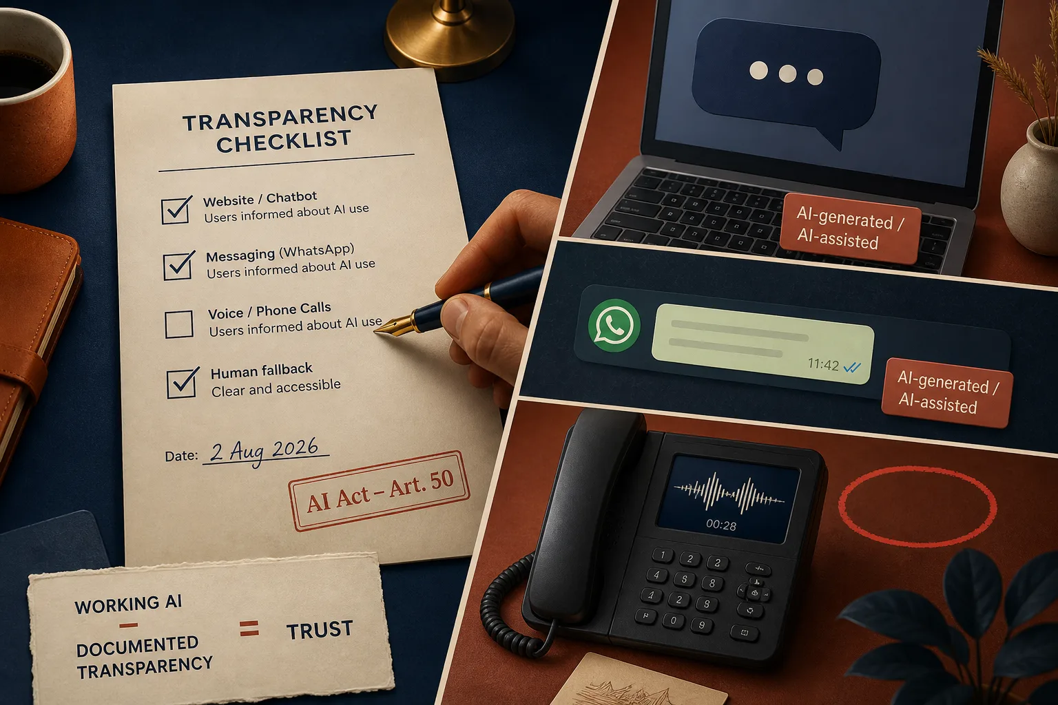 AI Act (article 50) : la checklist transparence pour chatbots, agents et contenus IA