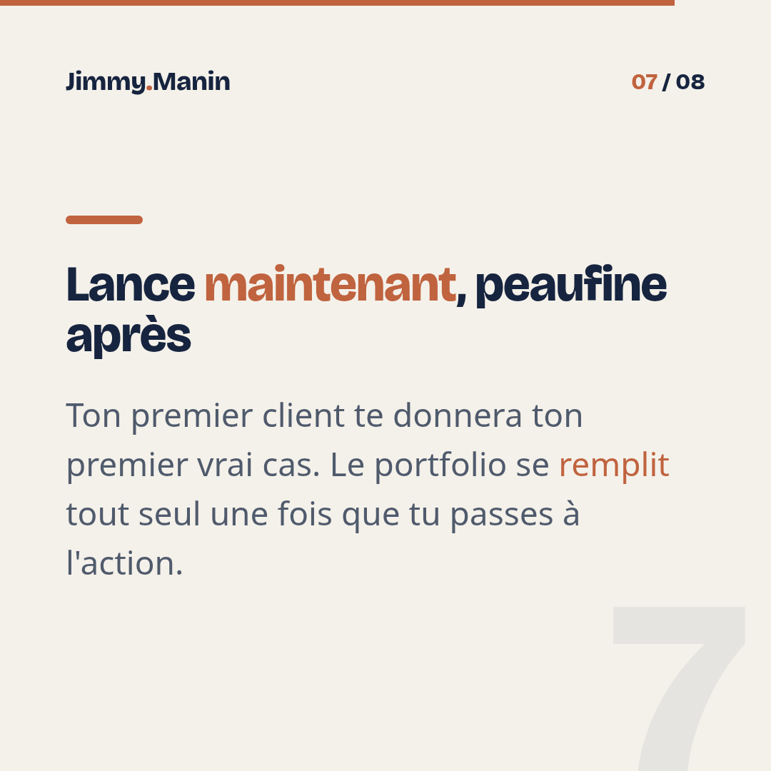 Pas besoin de portfolio ni de réseau pour signer ton premier client IA — 7/8