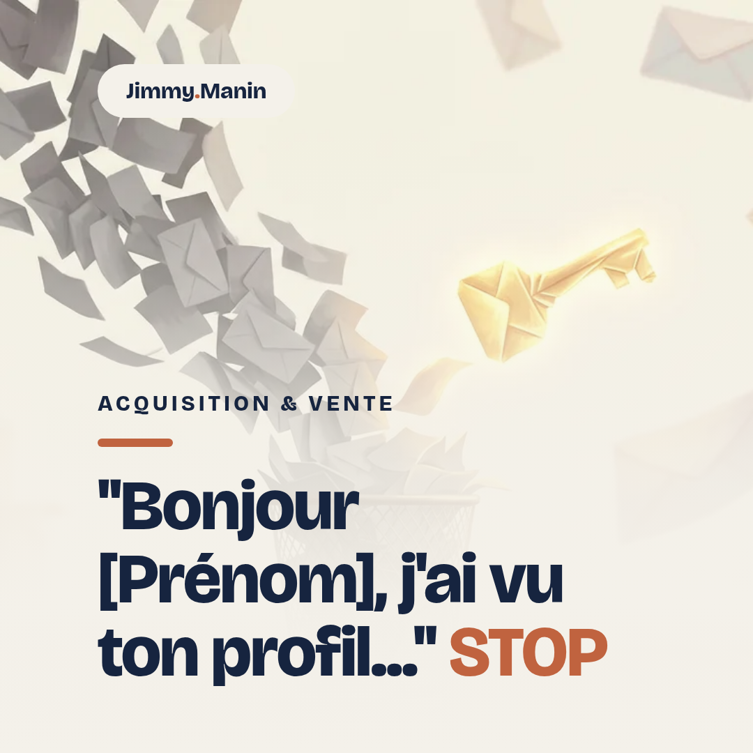 Bonjour [Prénom], j'ai vu ton profil... STOP.

Ce message, tu le reçois 15 fois...