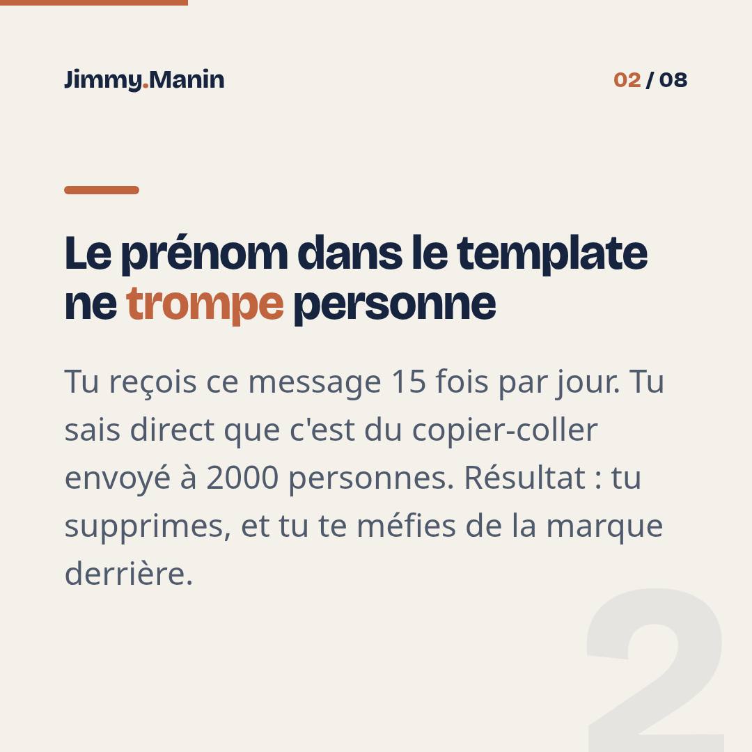 Personnaliser ta prospection IA sans tomber dans le spam — 2/8