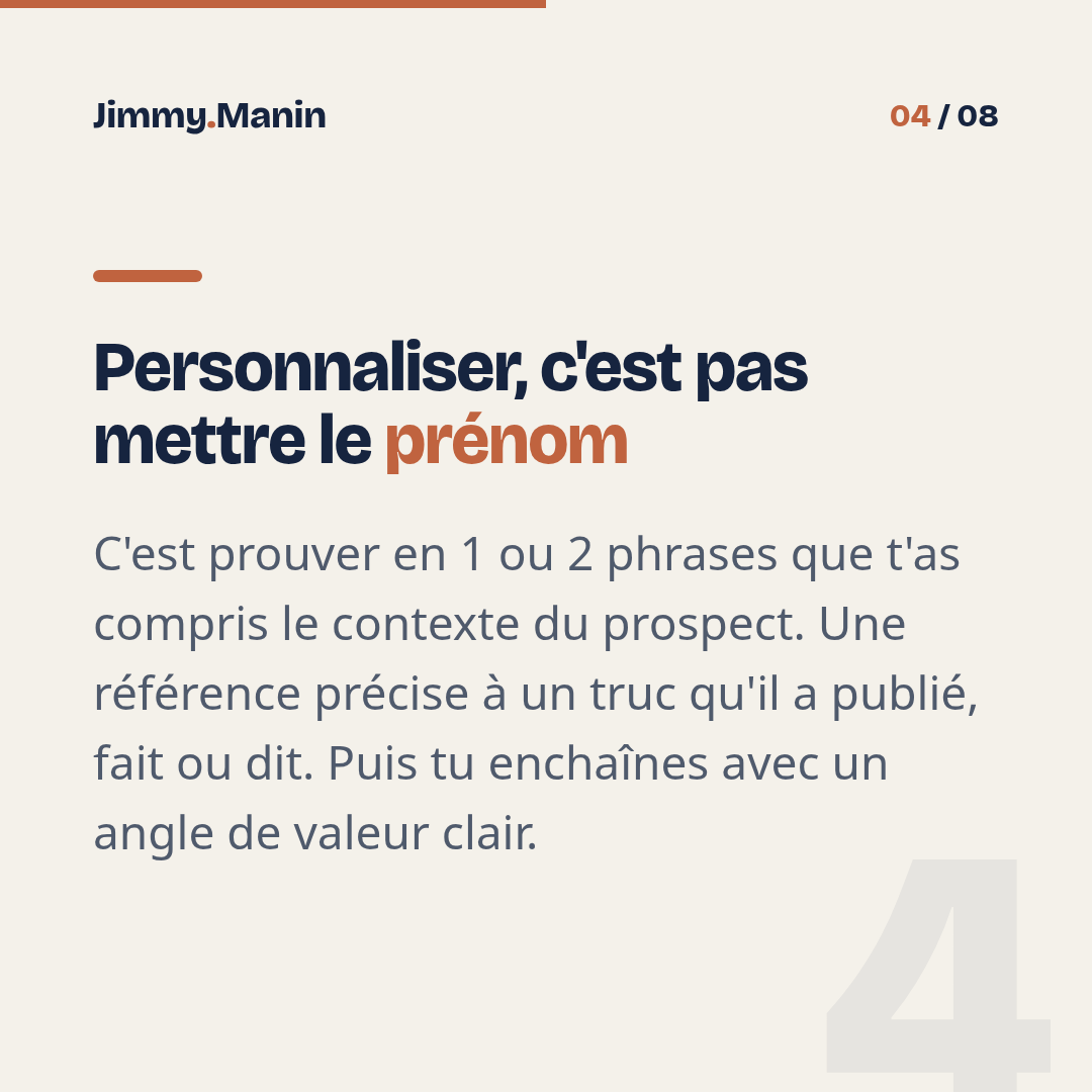 Personnaliser ta prospection IA sans tomber dans le spam — 4/8