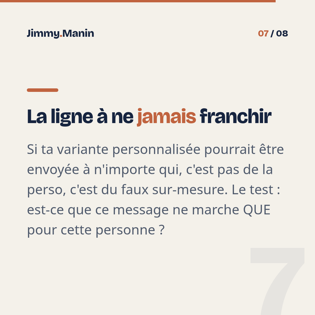 Personnaliser ta prospection IA sans tomber dans le spam — 7/8