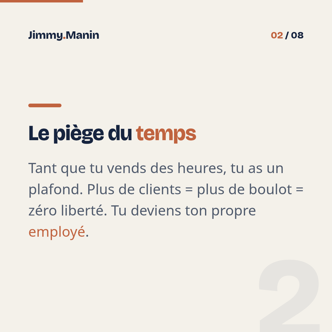 Pourquoi j'ai arrêté de vendre mon temps et facturé la valeur — 2/8