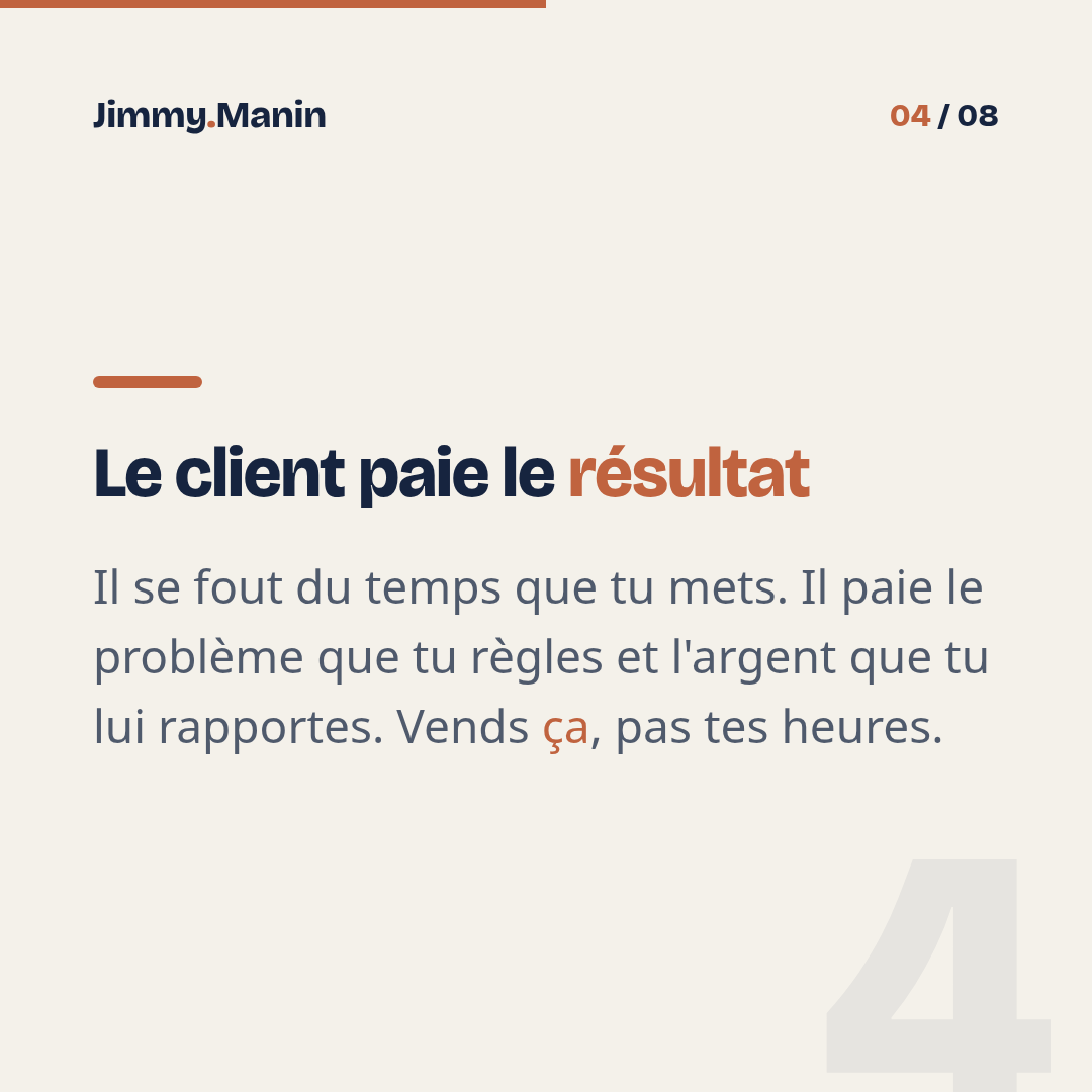 Pourquoi j'ai arrêté de vendre mon temps et facturé la valeur — 4/8