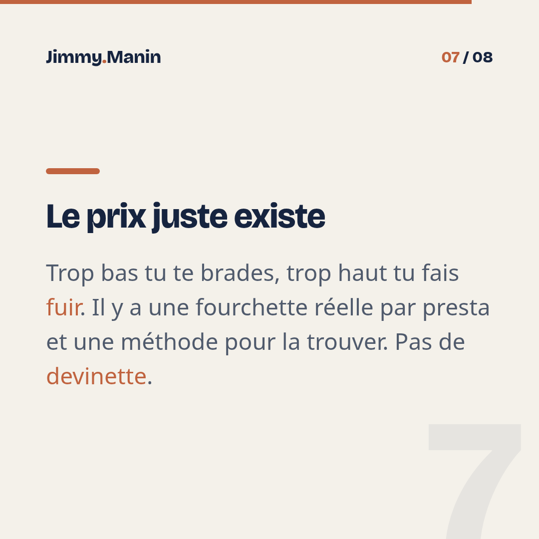 Pourquoi j'ai arrêté de vendre mon temps et facturé la valeur — 7/8