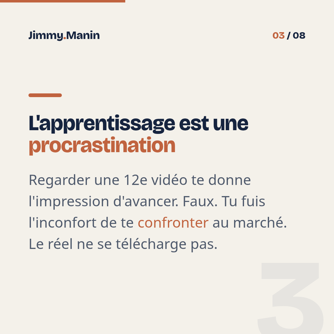 Arrête de regarder des tutos IA et lance ton offre cette semaine — 3/8