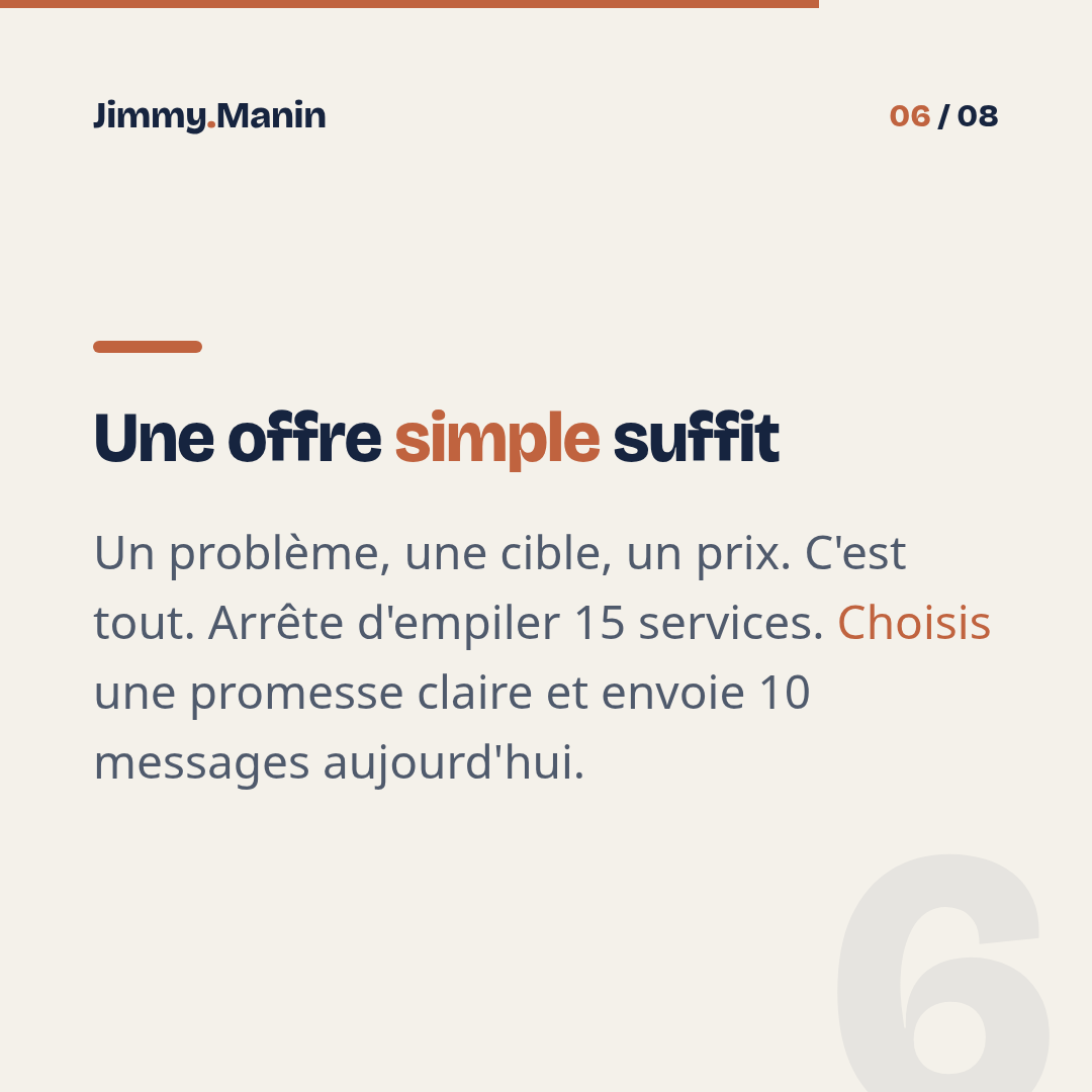 Arrête de regarder des tutos IA et lance ton offre cette semaine — 6/8