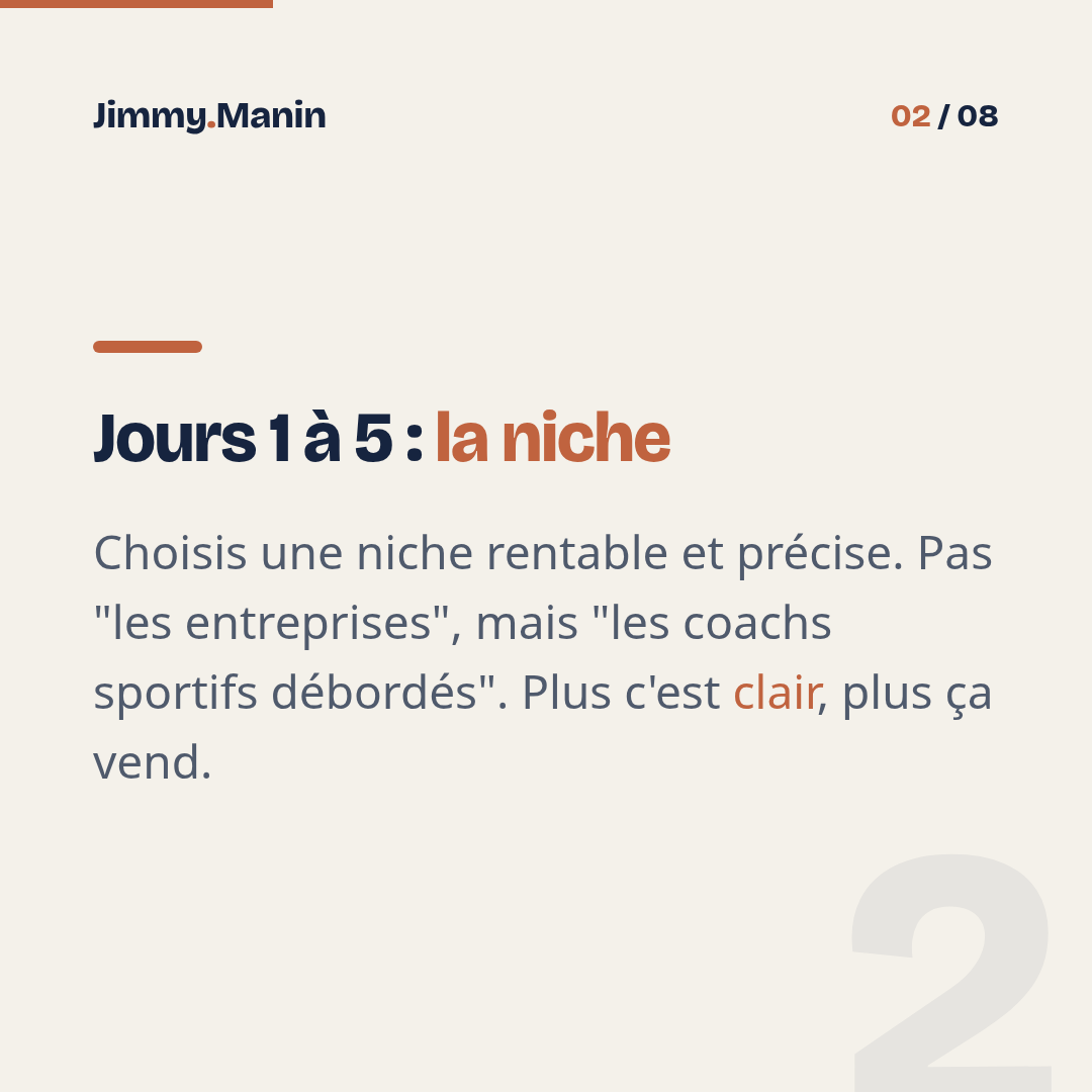 Le plan jour par jour pour 5 premiers clients en 30 jours — 2/8