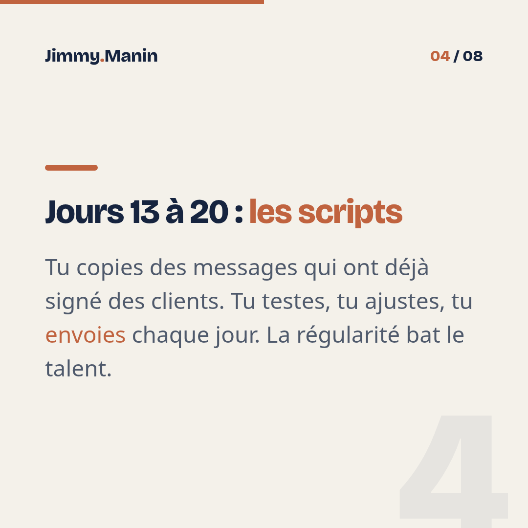 Le plan jour par jour pour 5 premiers clients en 30 jours — 4/8