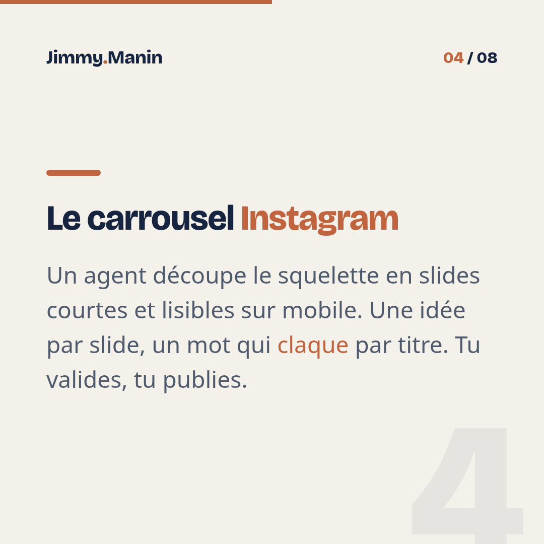 Le workflow d'agents IA qui produit ton contenu pour 3 plateformes — 4/8
